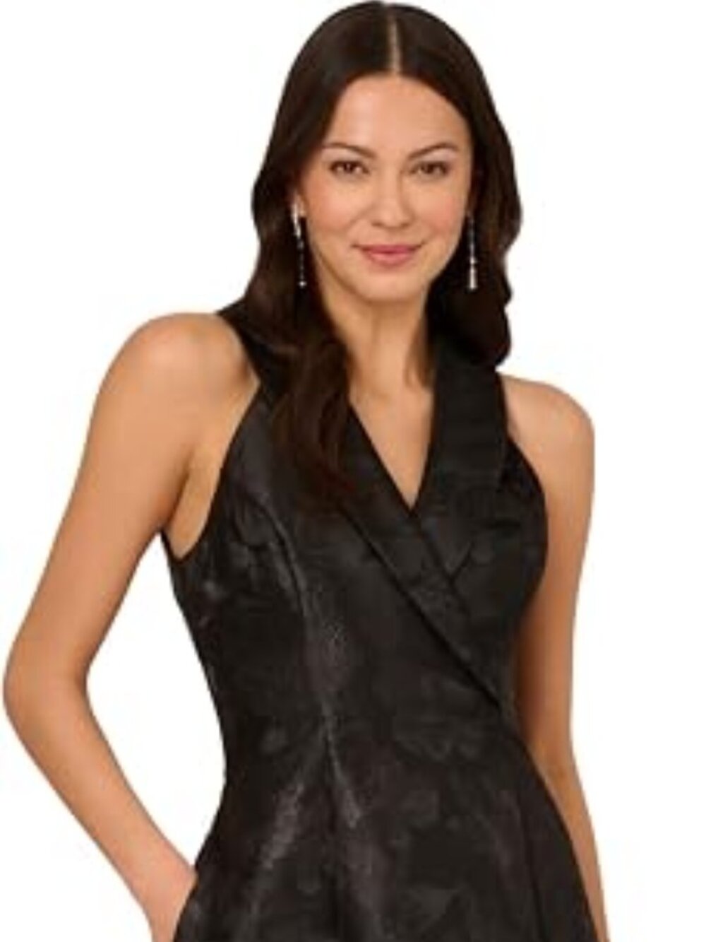 Adrianna Papell Black Sleeveless V-Neck Dress